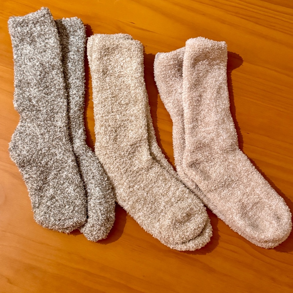 Barefoot Dreams Women's Cozy Chic Socks Set of 3 - Gray, Cream, Tan